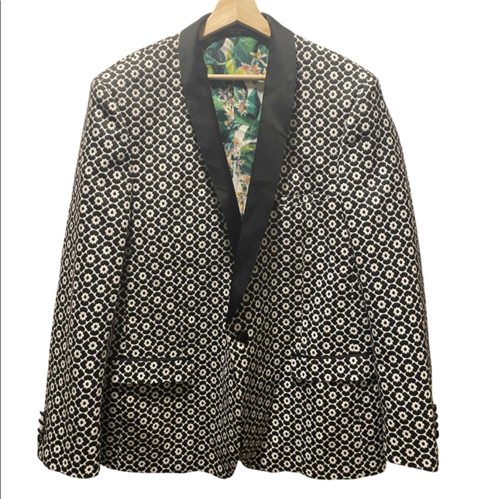 Paisley & Gray Slim Fit Blazer White and Black Size 46 R